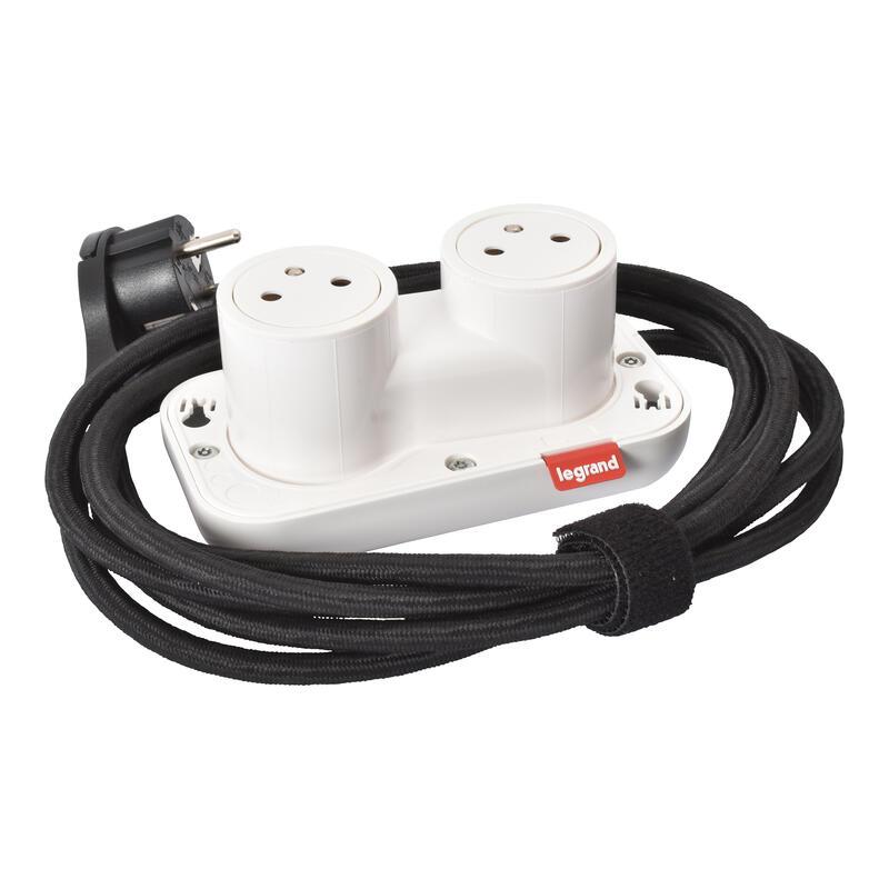 LEGRAND Incara 654904 - Electr’On, 2x zásuvka 2P+T, bez rámečku, 2m kabel s vidlicí,bílá