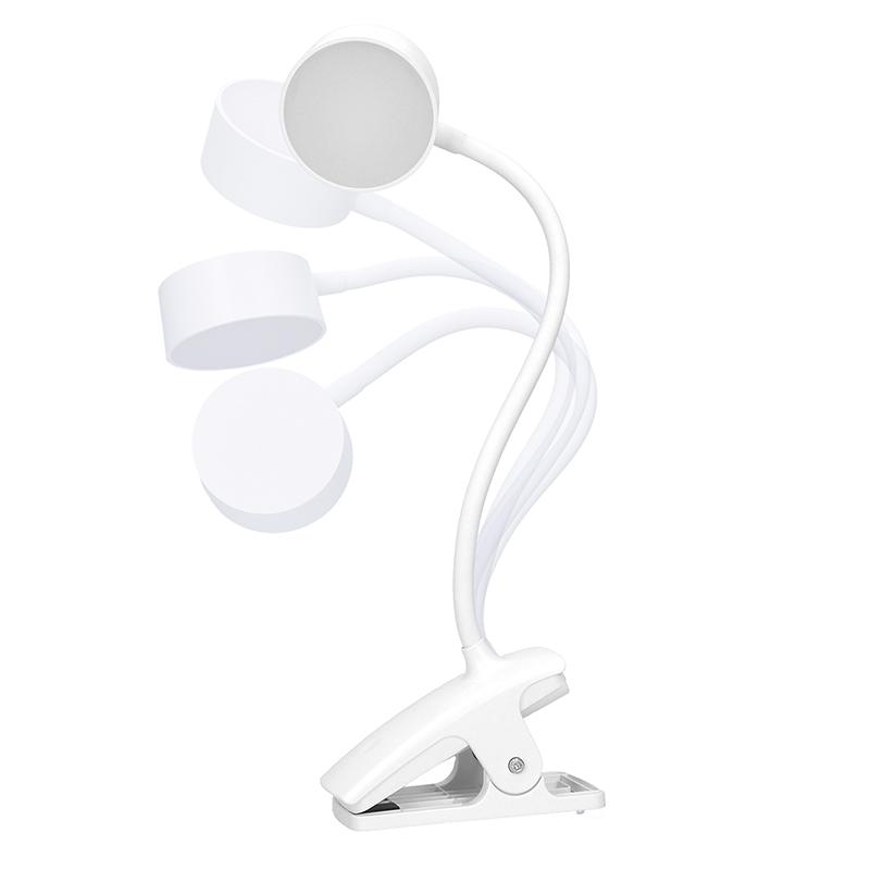 Solight LED stolní nabíjecí lampička, 2W, 210lm, 3CCT, bílá, clip