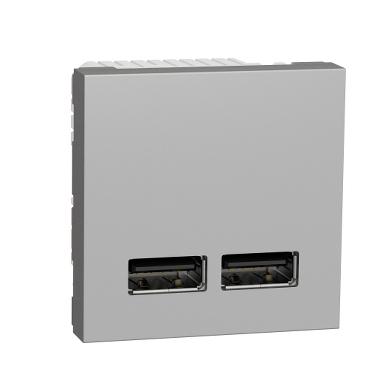 SCHNEIDER Unica NU341830 - Dvojitý nabíjecí USB A+A konektor 2.1A, 2M, hliníková
