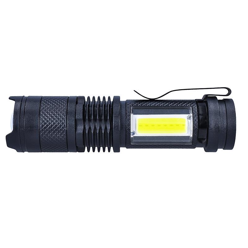 Solight LED nabíjecí kapesní svítilna se zoomem, 100lm + 70lm, Li-Ion, USB, černá