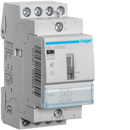 HAGER ERL418 - Instalační relé 16A, 2S+2R, 12V AC