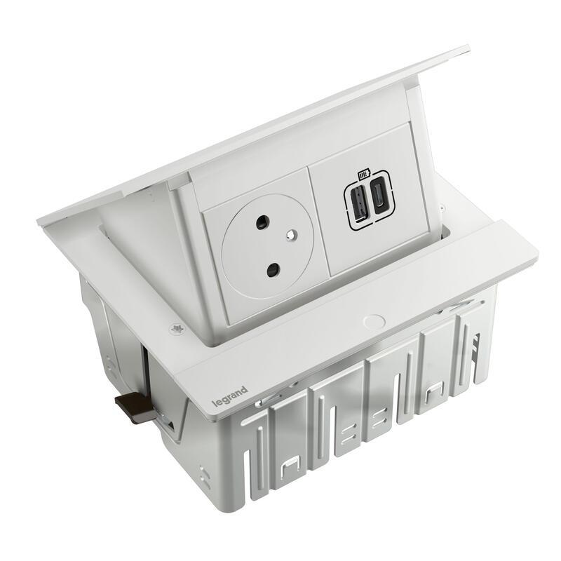 LEGRAND Incara 654817 - POP-up, výklopná zásuvková krabice, osazená, 4 mod., bílá