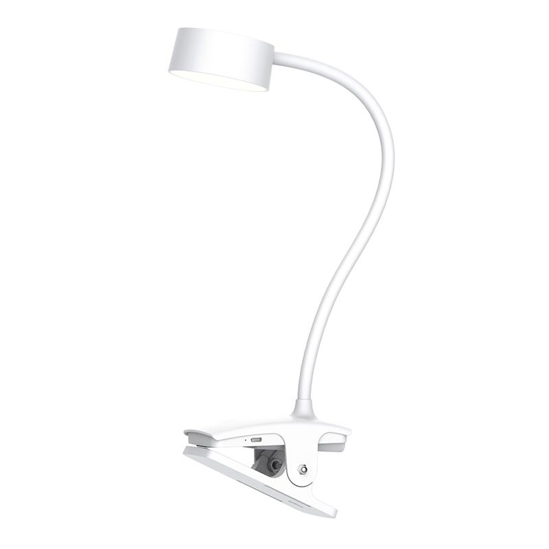 Solight LED stolní nabíjecí lampička, 2W, 210lm, 3CCT, bílá, clip