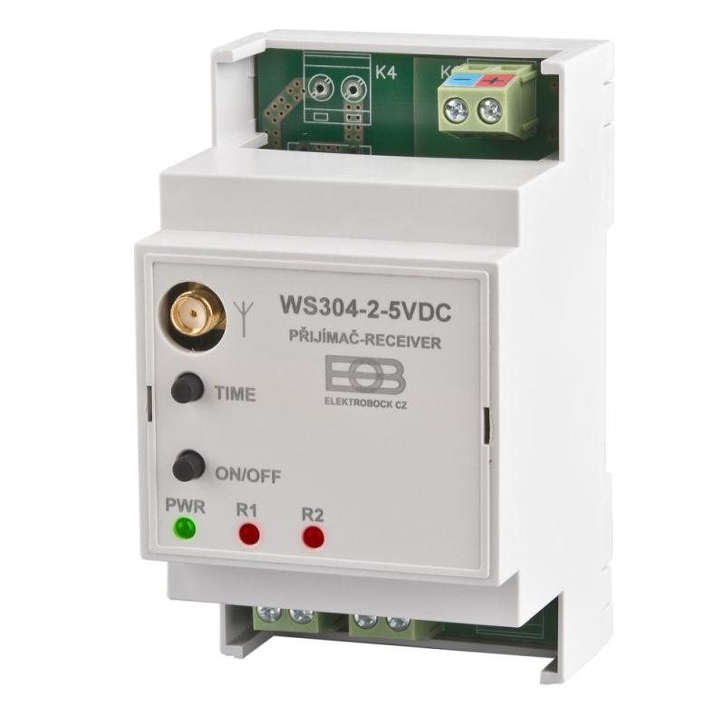 ELEKTROBOCK WS304-2-5VDC - Přijímač na DIN lištu Un-5VDC 10ti kanálový (3401)