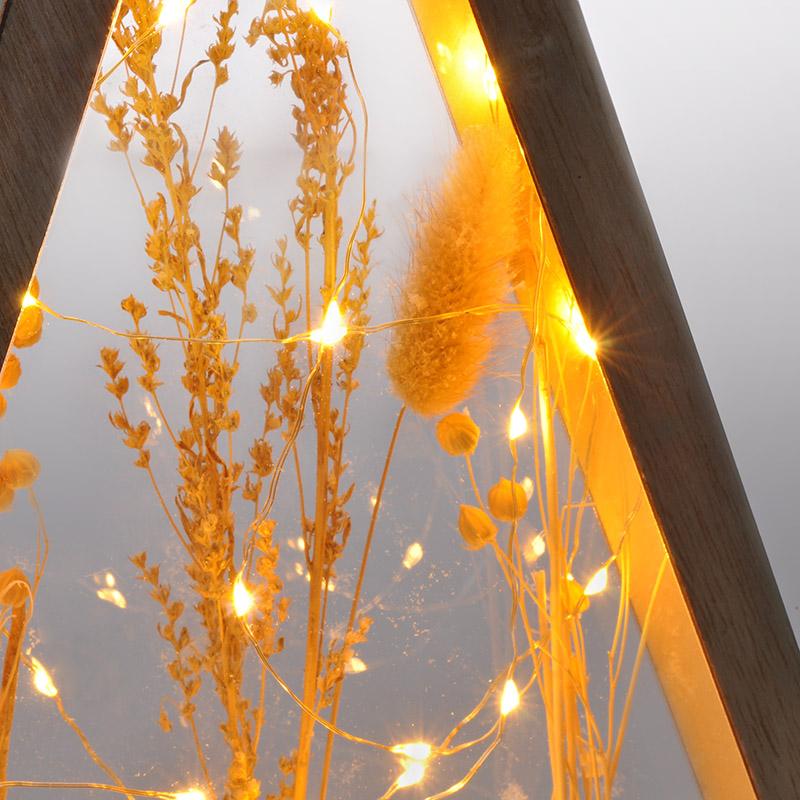 Solight LED dřevěná vánoční dekorace, zasněžené zimní květiny, 37cm, 2x AA