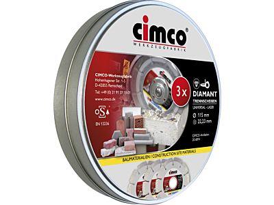 CIMCO 206814 - Sada diamantových řezných kotoučů  115 mm (3 ks)