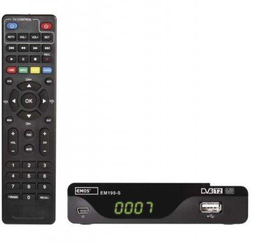EMOS EM190-S HD HEVC H265 - Set-top box pro příjem TV signálu, DVB-T2 (J6014)