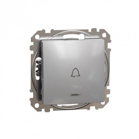 SCHNEIDER Sedna SDD113131L-Tlačítko 1/0 "zvonek" orientační kontrolka, Aluminium