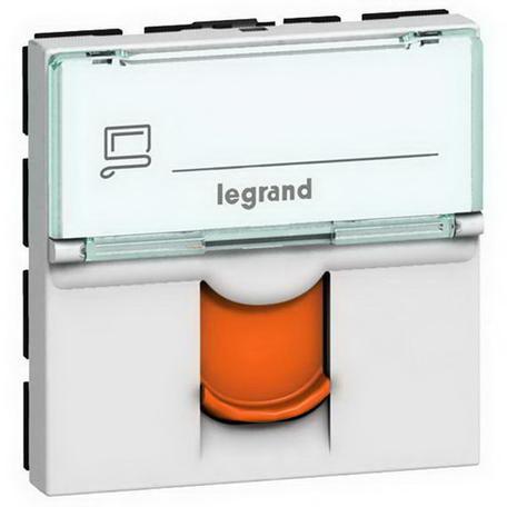 LEGRAND Mosaic 076523 - Zásuvka datová FTP 1xRj45 C6, 2M, bílá s oranžovou krytkou