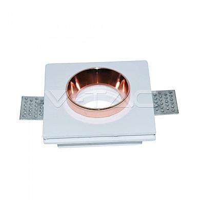GU10 Fitting Gypsum White Recessed Light With Rose Gold Metal Square,  VT-866