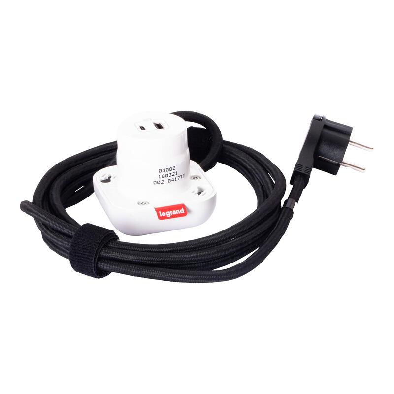 LEGRAND Incara 654918 - Electr’On, 1xnabíječka 15W USB A+C, bez rámečku,2m kabel,vidlice,b