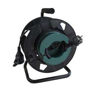 Solight prodlužovací přívod - na bubnu, venkovní, 1 zásuvka, černý, gumový kabel, 25m