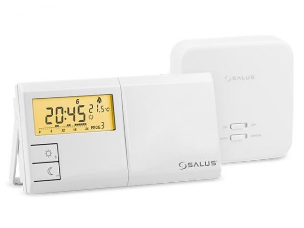 SALUS 091FLRFv2-Bezdrátový týdenní termostat s přijímačem ke kotli, napájení 2xAA bat