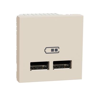 SCHNEIDER Unica NU341844 - Dvojitý nabíjecí USB A+A konektor 2.1A, 2M, béžová