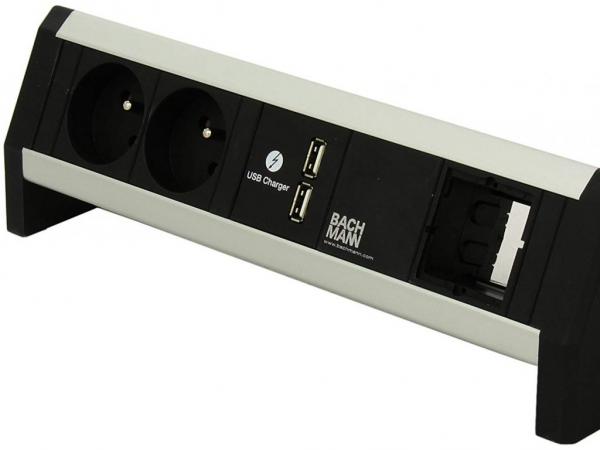 BACHMANN 902.0185 Desk 1 - Elektro zásuvka, 2x 230V, 2x USB nabíječka, 1x slot