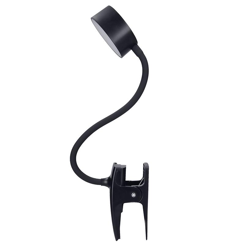 Solight LED stolní nabíjecí lampička, 2W, 210lm, 3CCT, černá, clip