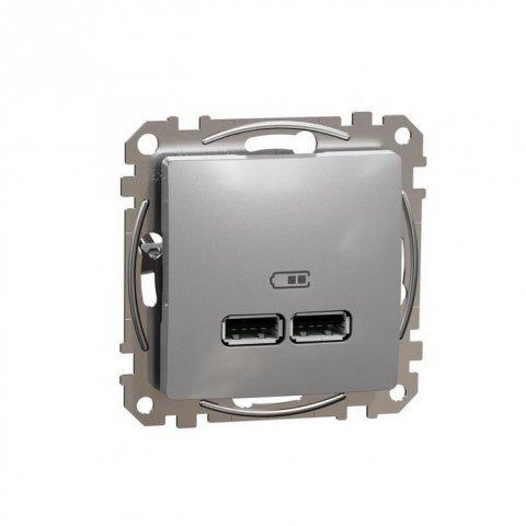 SCHNEIDER Sedna  SDD113401 - Dvojitá USB A+A nabíječka 2.1A, Aluminium