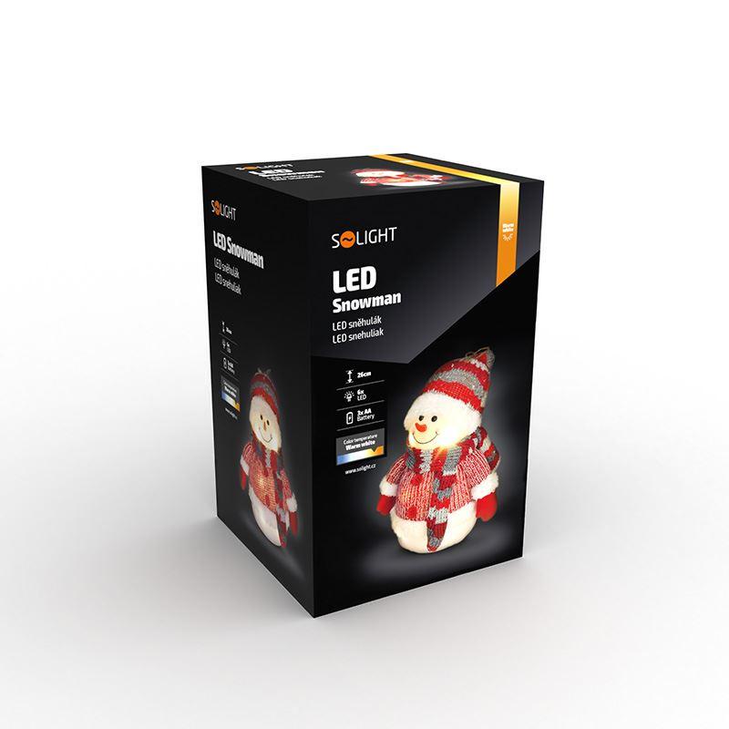 Solight LED sněhulák, 26cm, 6x LED, IP20, 3x AA