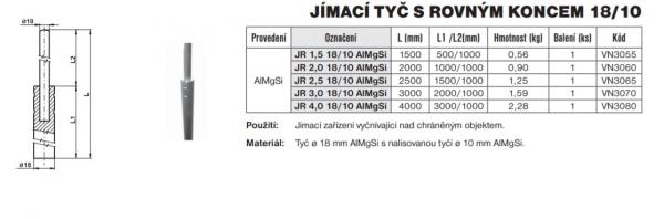 TREMIS VN3055 - JR 1,5 18/10 AlMgSi jímací tyč (hromosvod)