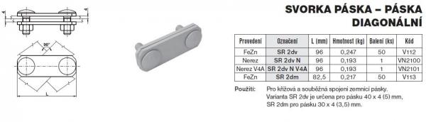 TREMIS VN2101 - SR 2dv N V4A svorka páska-páska diagonál, nerez V4A (hromosvod)
