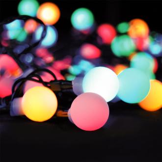 Solight LED 2v1 venkovní vánoční řetěz, koule,dálk. ovl, 200LED, RGB+bílá, 20m+5m