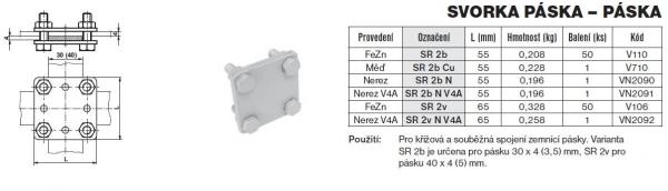 TREMIS VN2092 - SR 2v N V4A svorka páska-páska, nerez V4A (hromosvod)