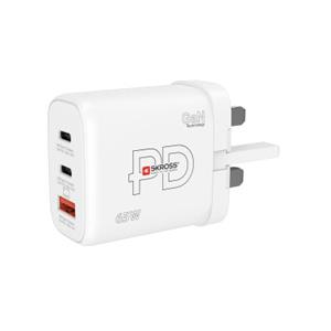 SKROSS USB A+C nabíjecí adaptér Power charger 65W GaN UK, Power Delivery, typ G
