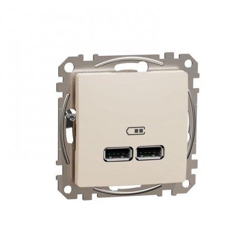 SCHNEIDER Sedna  SDD112401 - Dvojitá USB A+A nabíječka 2.1A, Béžová