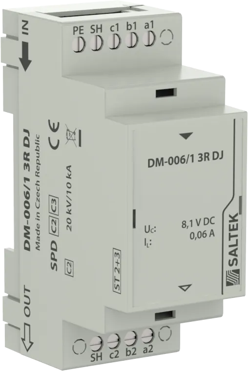 SALTEK DM-006/1 3R DJ - Dvoustupňová přepěťová ochrana třížilových signál. linek (A01350)