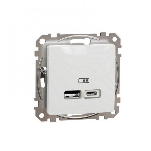 SCHNEIDER Sedna  SDD111402 - Dvojitá USB A+C nabíječka 2.4A, Bílá