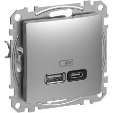 SCHNEIDER Sedna SDD113404 - Dvojitá USB A+C rychlonabíječka 3A 45W, Aluminium