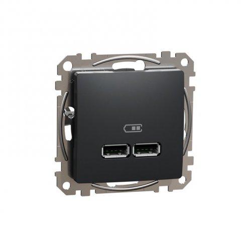 SCHNEIDER Sedna  SDD114401 - Dvojitá USB A+A nabíječka 2.1A, Antracit