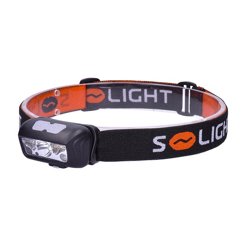 Solight LED čelová nabíjecí svítilna, 150 + 100lm, bílé a červené světlo, Li-ion, USB