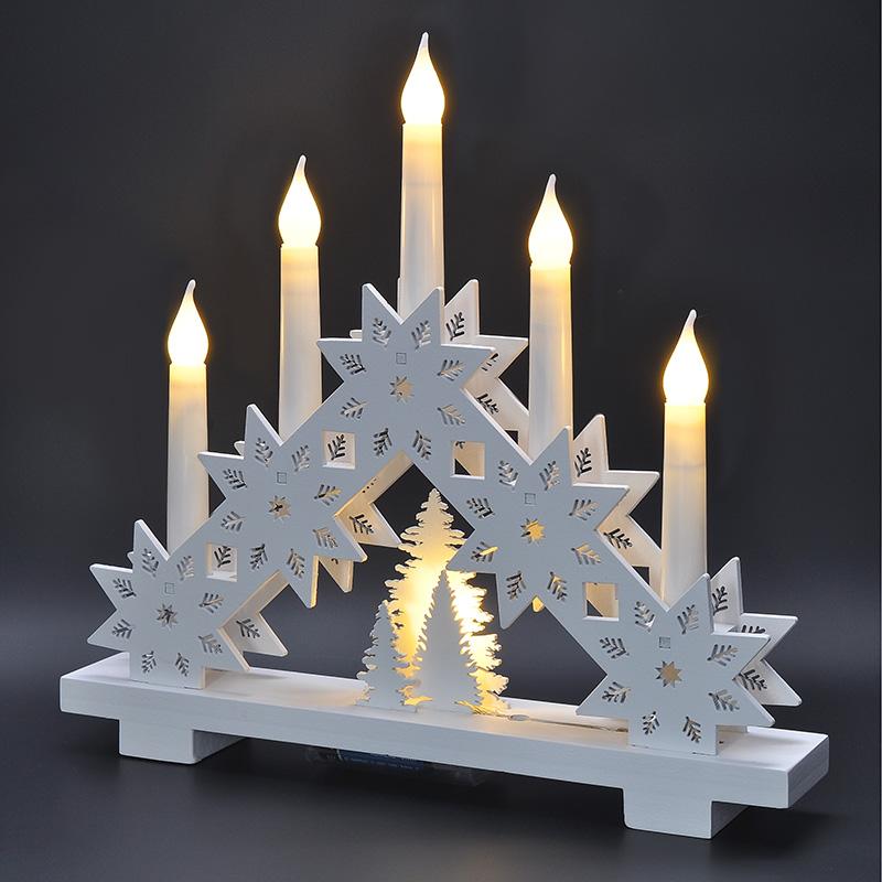 Solight LED vánoční svícen s hvězdami, 30cm, 5x LED, 2x AA