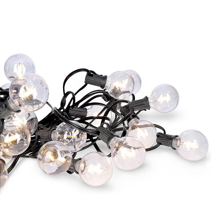 Solight LED venkovní řetěz s žárovkami, 25 žárovek, 15m+5m, 19W, teplá bílá
