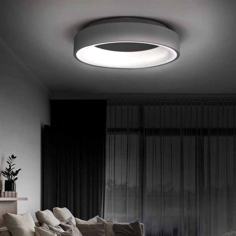Solight LED stropní světlo kulaté Treviso, 48W, 2880lm, stmív,dálk. ovl, šedá