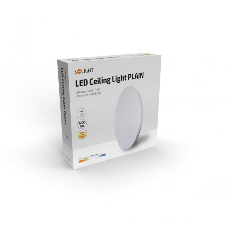 Solight LED stropní světlo Plain, 15W, 1200lm, 3000K, kulaté, 26cm