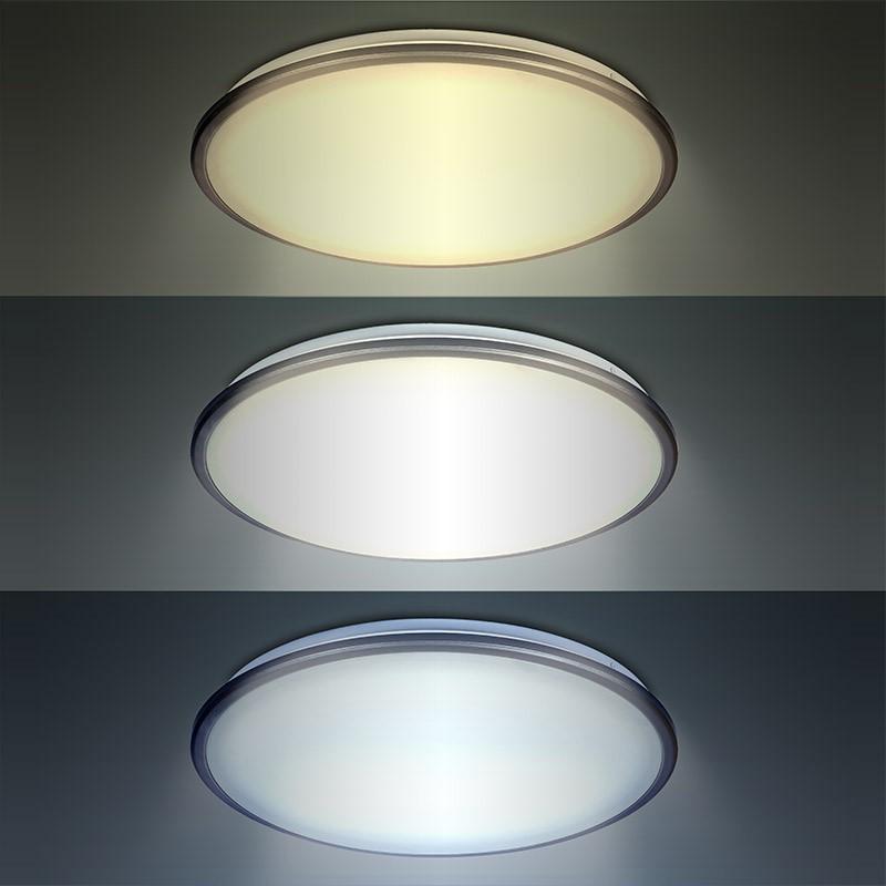 Solight LED stropní světlo Silver, kulaté, 24W, 1800lm, stmív,dálk. ovl, 38cm