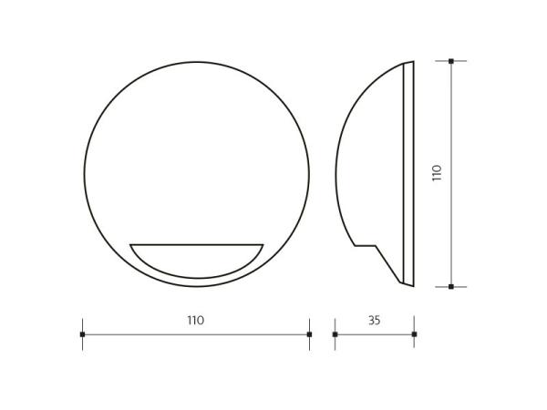 PANLUX PN42100020 - ZLEON CIRCLE nástěnné zahradní LED svítidlo 2W rez