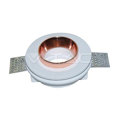 GU10 Fitting Gypsum White Recessed Light With Rose Gold Metal Round,  VT-866