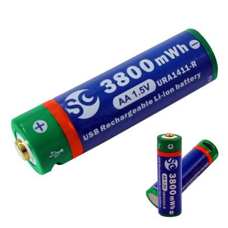 MKF-USB/3800mWh Baterie nabíjecí, AA Li-Ion - * Nabíjecí Li-ion USB baterie AA 1,5 V