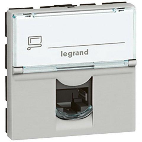 LEGRAND Mosaic 079492 - Zásuvka datová,upevnění 90°, FTP 1xRj45 C6, 2M, hliník