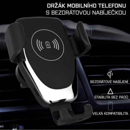 MKF-DM4CARQi - Držák mobilu do auta s bezdrátovou nabíječkou, Výkon 15W
