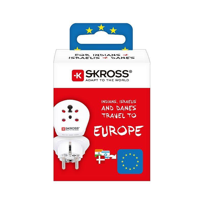 SKROSS Cestovní adaptér SKROSS India-Israel-Denmark to Europe pro cizince v ČR