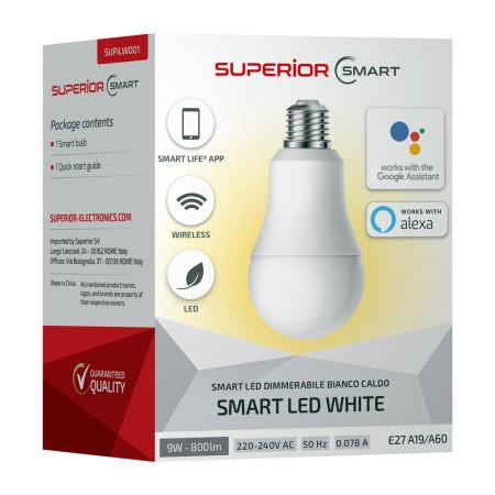 Superior SMART LED WHITE - SMART bezdrátová chytrá LED žárovka, ovládádní přes mobil
