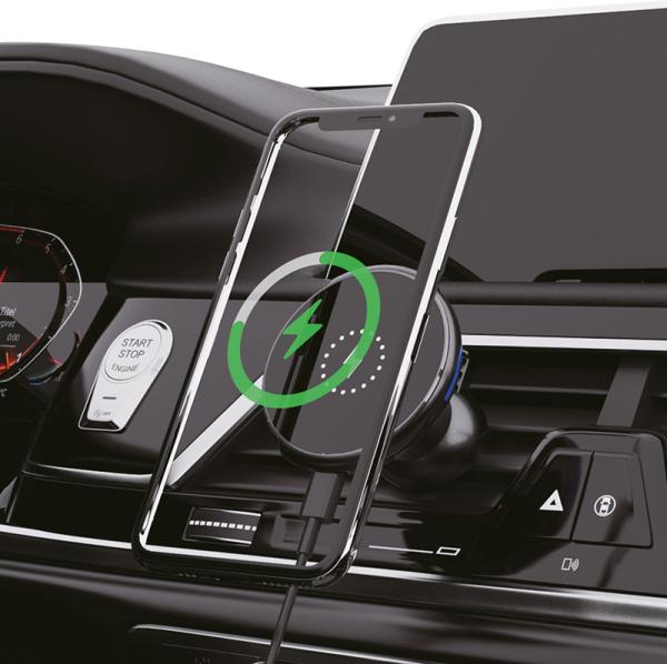 Solight magnetický držák MagSafe do auta s bezdrátovým nabíjením Qi 15W