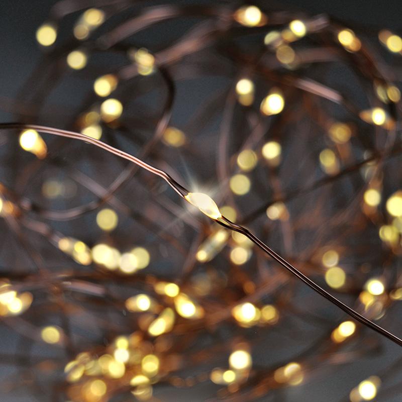 Solight vánoční řetěz měděný, 30x mini LED, 3m, 3 x AA, teplé světlo