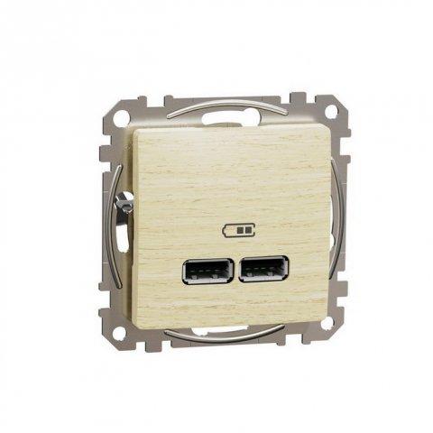 SCHNEIDER Sedna  SDD180401 - Dvojitá USB A+A nabíječka 2.1A, Bříza