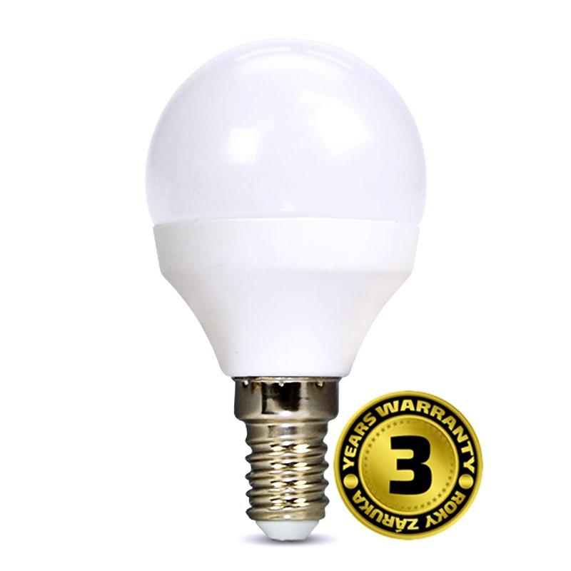 Solight LED žárovka, miniglobe, 6W, E14, 3000K, 510lm, bílé provedení