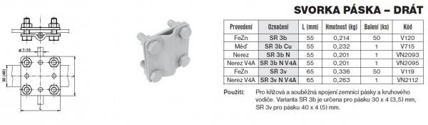 TREMIS VN2112 - SR 3v N V4A svorka páska-drát, nerez V4A (hromosvod)